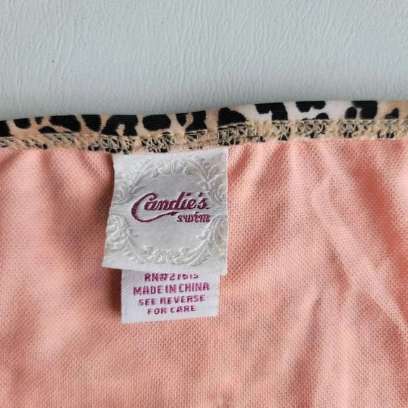 Candies Swim Bikini Bottom Size Large Juniors Swimwear Tan Brown Cheetah Print - Picture 3 of 8